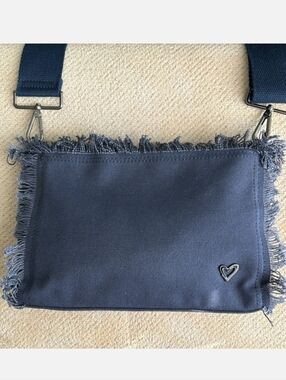 Prenelove Navy Denim Fringe Crossbody Bag